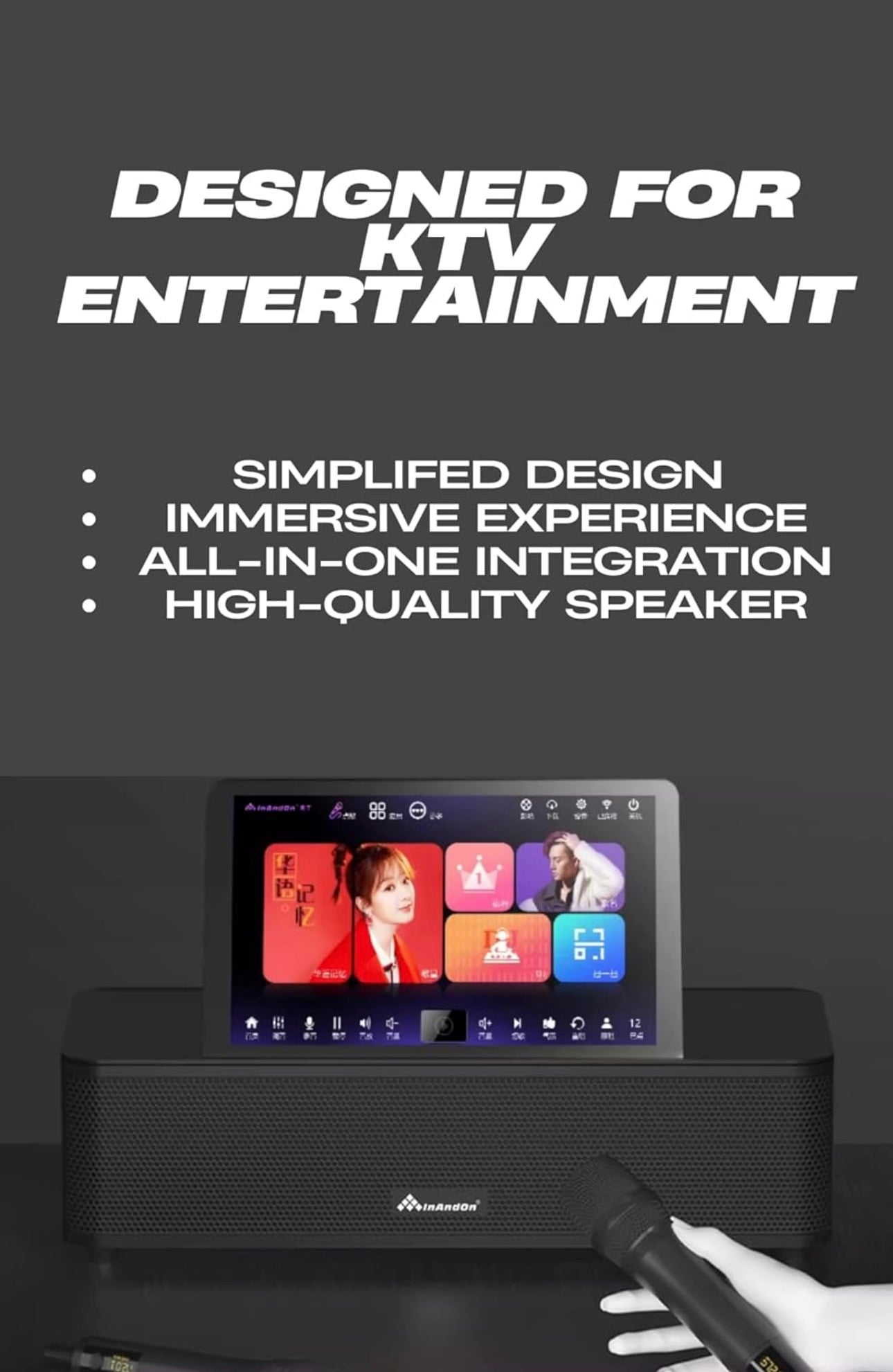 2026 KV-S6 All-in-One Complete Soundbar System with 2 Wireless Microphones