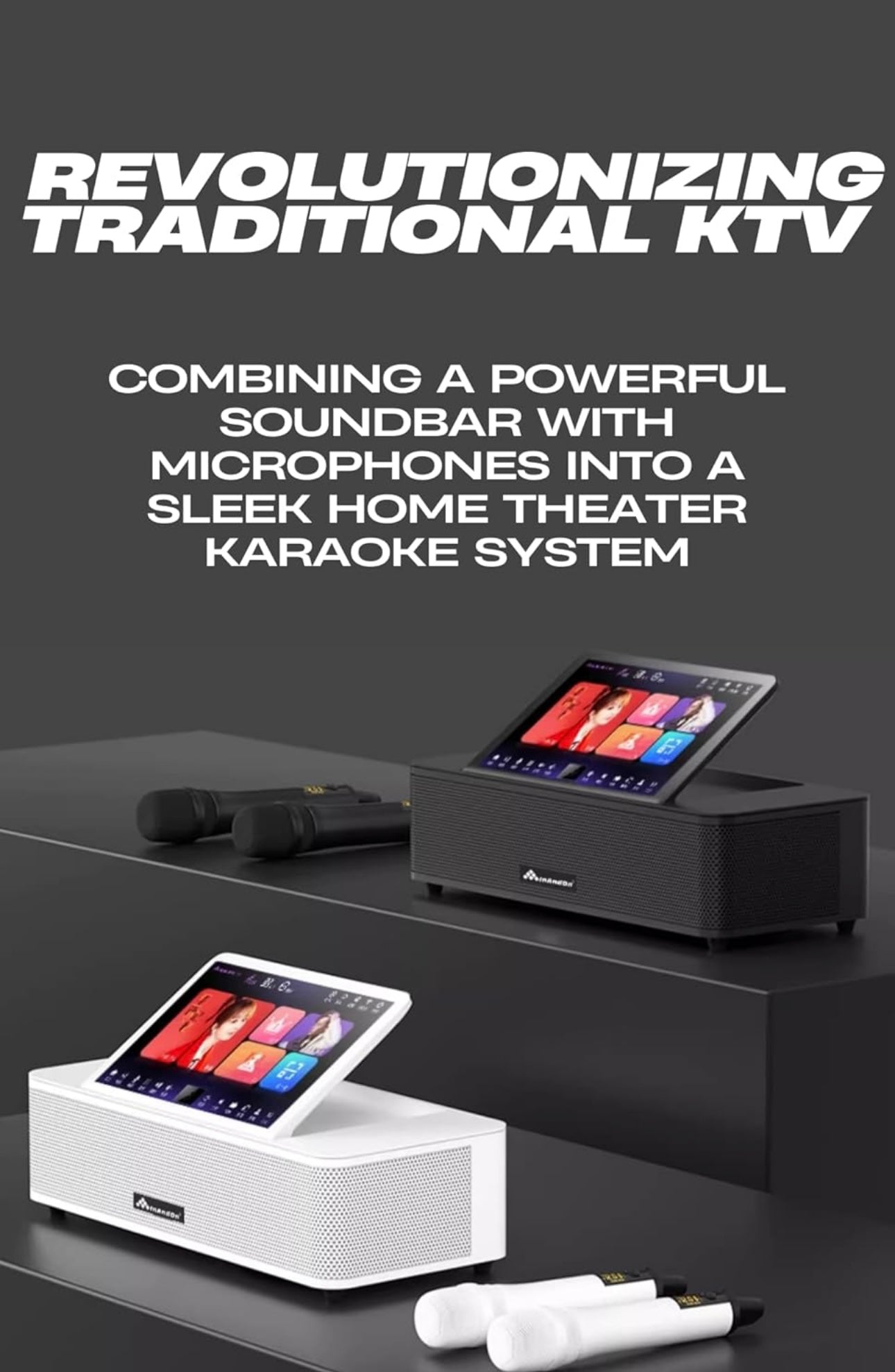 2026 KV-S6 All-in-One Complete Soundbar System with 2 Wireless Microphones