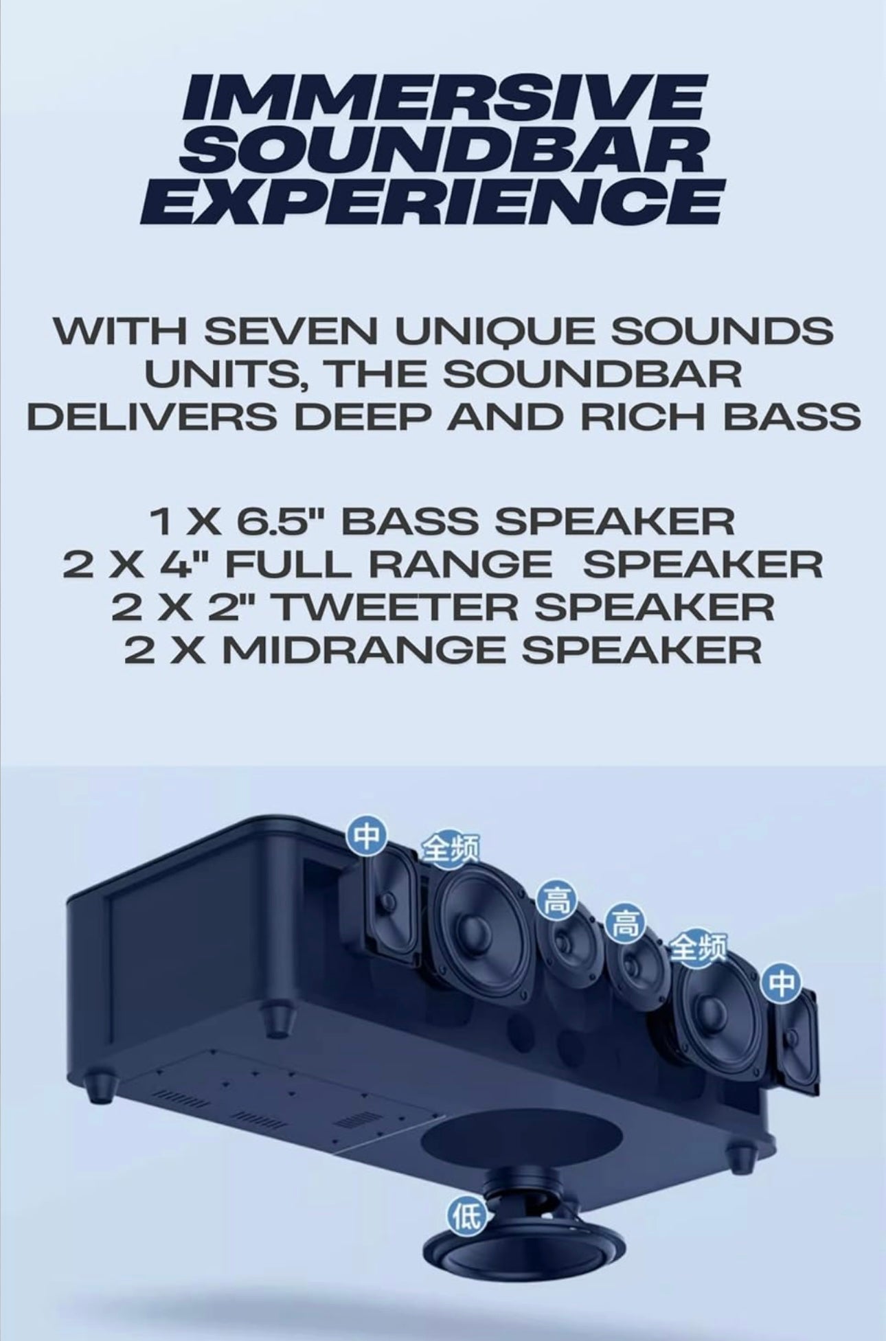 2026 KV-S6 All-in-One Complete Soundbar System with 2 Wireless Microphones