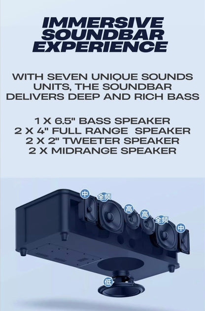 2026 KV-S6 All-in-One Complete Soundbar System with 2 Wireless Microphones